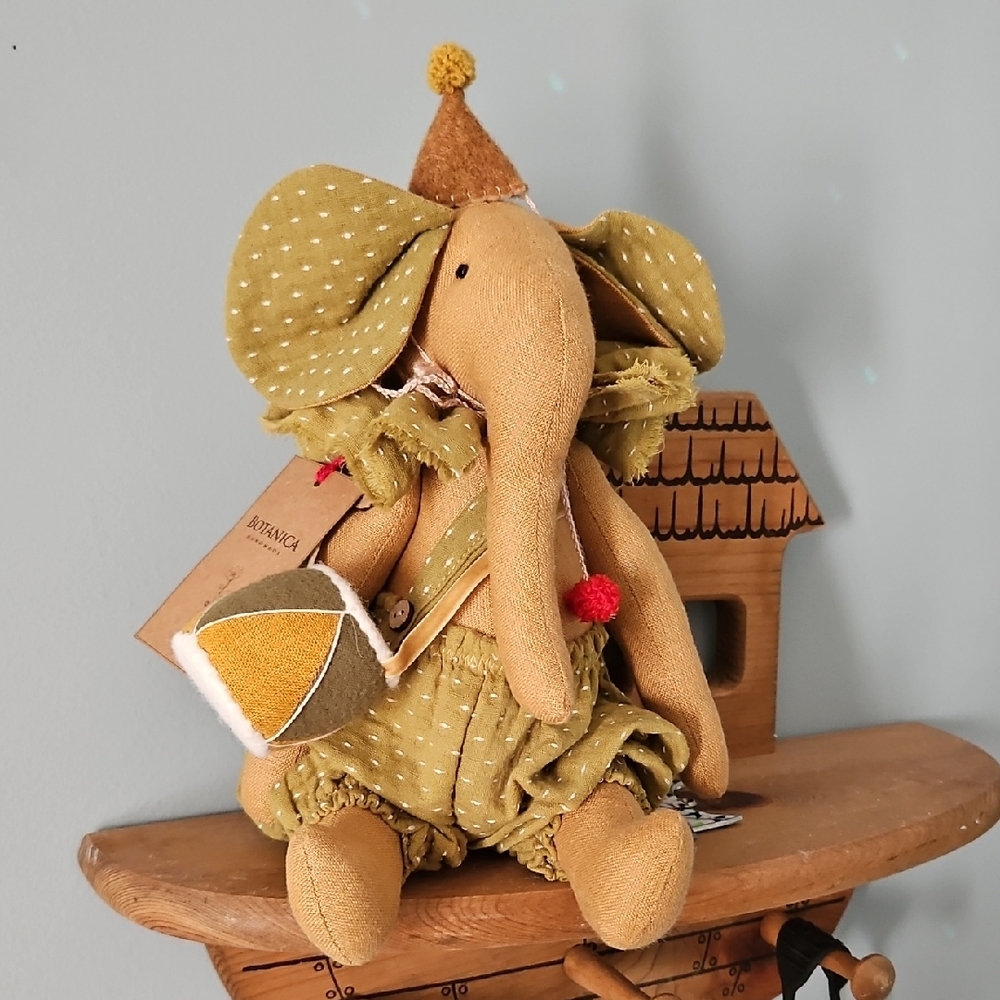 Botanica Handmade Linen Adorable Circus Elephant Stuffed Animal Toy